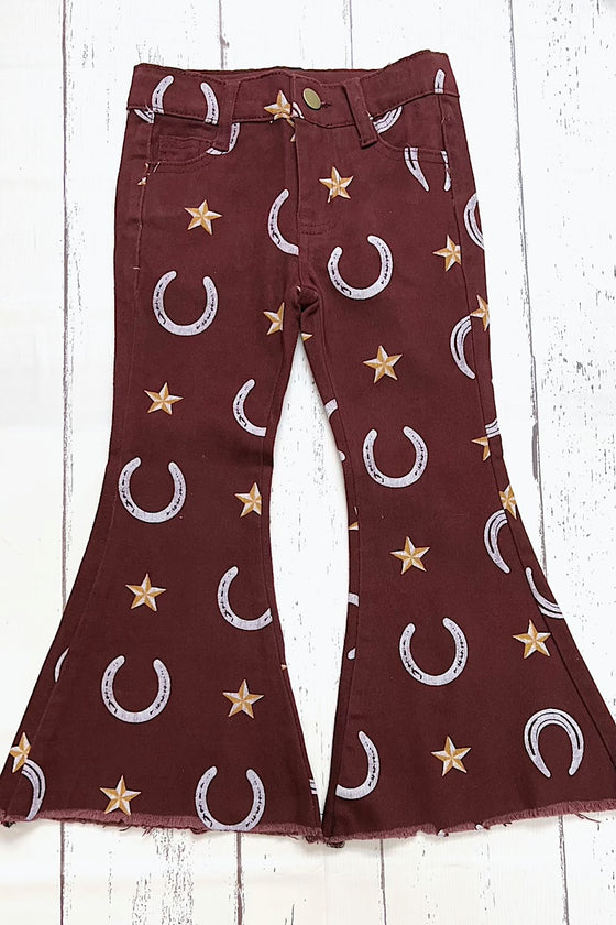 HORSESHOE & STAR PRINTED BOOTCUT DENIM JEANS. PNG25153009-LOI