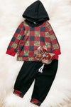 Multi-Printed Checkered hoodie sweatshirt & pants.   LC-PJ-2115690-amy