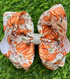Pumpkin & floral printed double layer hair bows. 4pcs/$10.00 BW-DSG-5156