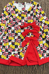 Black & white checkered softball dress and red hem. HI-Performance dress. GLD0508-3-SOL