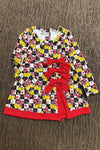 Black & white checkered softball dress and red hem. HI-Performance dress. GLD0508-3-SOL
