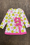 Pink coquette bow and softball printed yoga dress with attached under shorts. GLD0508-2-SOL