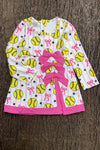Pink coquette bow and softball printed yoga dress with attached under shorts. GLD0508-2-SOL