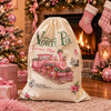 18.5" X 26.5 "North Pole pink train printed Christmas sack. SA2026-1