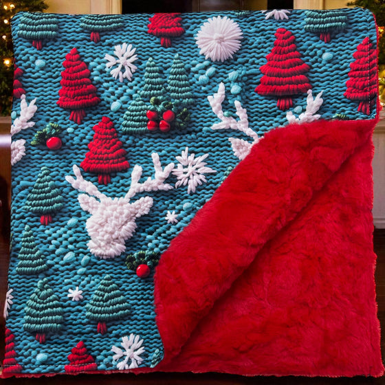 Red nose reindeer on green Christmas baby blanket.