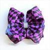 Purple & black checkered double layer hair bows. 4PCS/$10.00 BW-DSG-B251