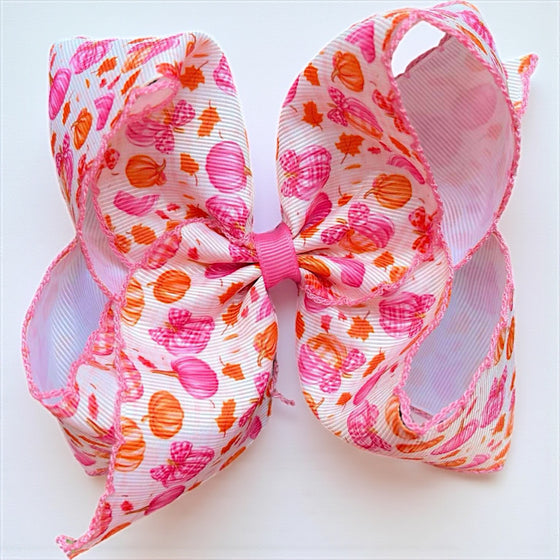 5" Moon stitch pumpkin printed hairbows. 4PCS/$10.50 BW-DSG-B253