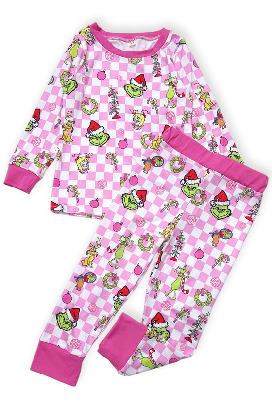 Grinc* checkered girls pajamas. GLP073008 AMY