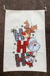 18.5" X 26.5 "Ho Ho Ho printed Christmas sack. SC20