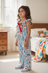 Lt. Blue Dr. S character printed girls 2 piece set. OFG53495 SOL