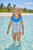 Blue & white stripe multi-printed swimsuit. SWG60119 SOL