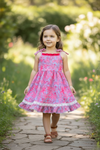 Fucshia sea Star printed cute flare dress. DRG60748 AMY