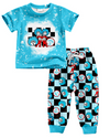 Thing one & Two" boys checker printed pajamas set. BSPO110113-Amy
