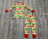 Stripe printed boys pajamas w/red trim. BLP0423-4- Jean