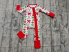 White baby bodysuit with ruffle detail-Christmas character. LR0423-10-SOL
