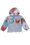 Aztec sleeves hoodie denim jacket for girls. TPG651522227-Emily