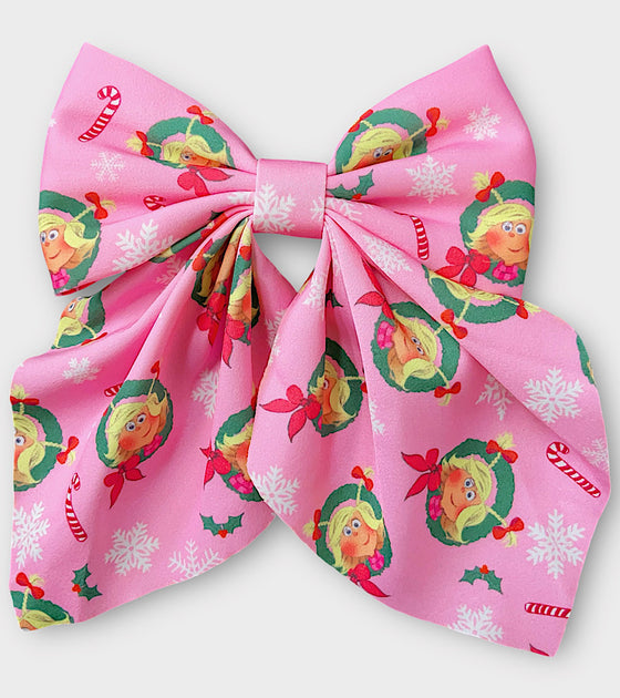 Christmas Character satin made coquette  bows w/alligator clip. 6pcs/$15.00