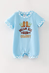 "Dream Big Little Cowboy" Lt. Blue baby romper. RPB60575 SOL