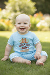 "Dream Big Little Cowboy" Lt. Blue baby romper. RPB60575 SOL