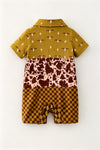 Three block western printed romper. RPB60796 AMY