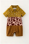 Three block western printed romper. RPB60796 AMY