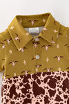 Three block western printed romper. RPB60796 AMY
