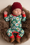 Green Ornament Christmas character printed baby romper. RPB61009 SOL