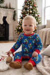 Royal Blue Christmas character printed boys baby romper. RPB61010 SOL