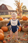 Navy blue cow applique baby bodysuit with snaps. RPG52434 SOL