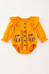 Pumpkin applique baby bodysuit with snaps. RPG61911 AMY
