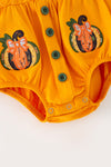 Pumpkin applique baby bodysuit with snaps. RPG61911 AMY