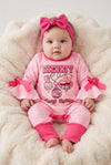 "Marry Country Christmas" Pink snowflake baby bodysuit. RPG62917 AMY