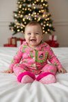 Pink Christmas character printed baby bodysuit. RPG62918 SOL