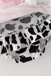 Ping gingham dress with black & white cow printed hem. RPG64271 JEAN