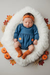 Cute embroidered pumpkin baby bodysuit. RPG64287 MON