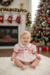 Embroidered Santa and smocked detail baby bodysuit. RPG65130 SOL