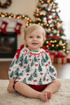 "Oh Christmas tree" Christmas tree printed tunic and red bloomers. RPG65133 AMY