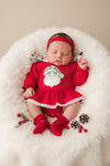 Red baby bodysuit with Santa Applique. RPG65138 SOL