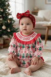 Pink plaid nutcracker baby romper. RPG65405 SOL