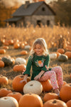 Dark green ruffle sleeve top and floral leggings. OFG61951 SOL