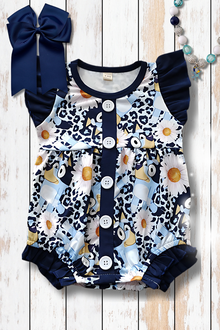  Blue* angel sleeve & ruffle hem baby romper. SR101703-SOL