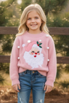 Pink  Pom pom & Santa applique pullover soft sweater. TPG60530 AMY