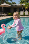 Long sleeve checkered printed girls swimsuit. SOL