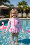 Long sleeve checkered printed girls swimsuit. SOL