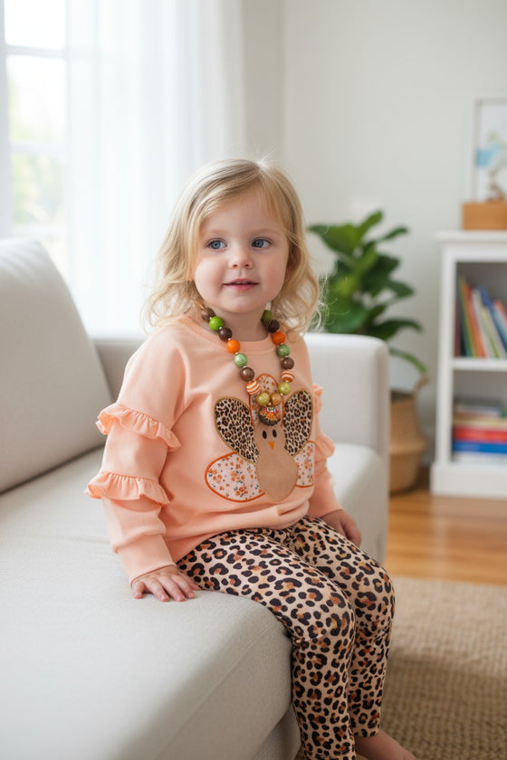 Cute turkey application girls 2 piece set. OFG51479 JEAN