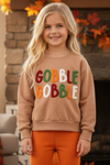 Gobble Gobble" Girls applique sweatshirt. TPG60492 MON