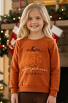 Rust Orange sequins pumpkin applique sweatshirt. TPG60604 MON