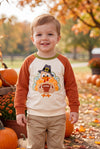 Football & thanksgiving, boys turkey applique long sleeve top. TPB60404 SOL