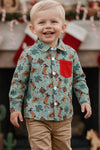 Boys Christmas western button up shirt. TPB60719 MON