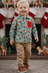 Boys Christmas western button up shirt. TPB60719 MON